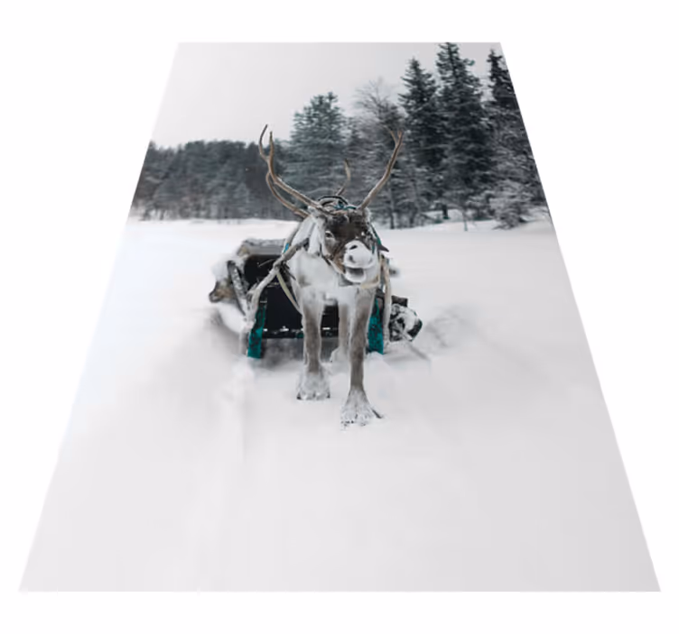 Christmas vinyl rug featuring christmas reindeer - TenStickers