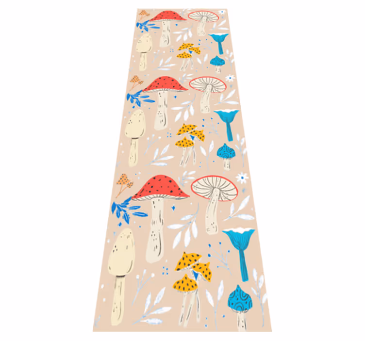 Living room vinyl rug with classic beige mushrooms - TenStickers