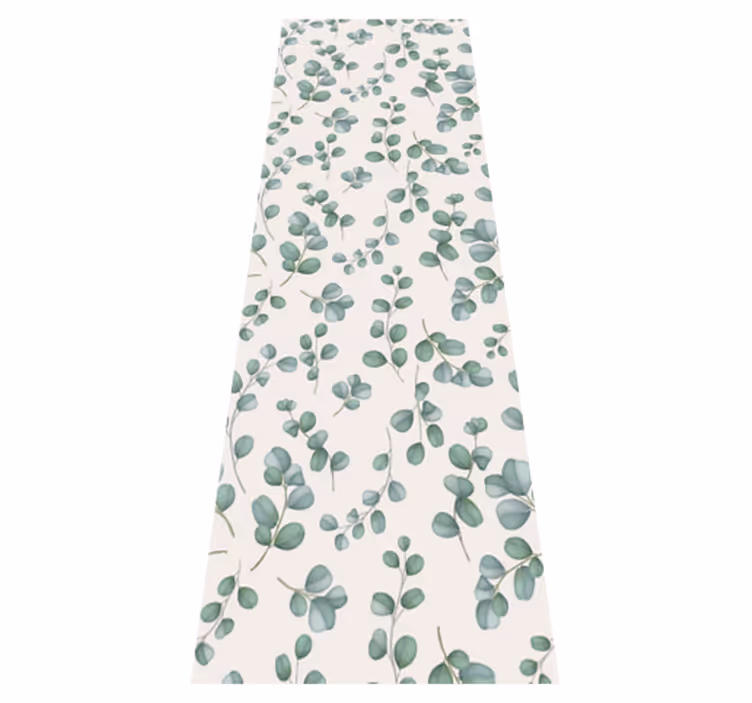 Living room vinyl rug with watercolor leaves on beige - TenStickers