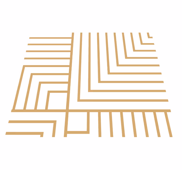 Living room vinyl rug in white and gold geometry - TenStickers