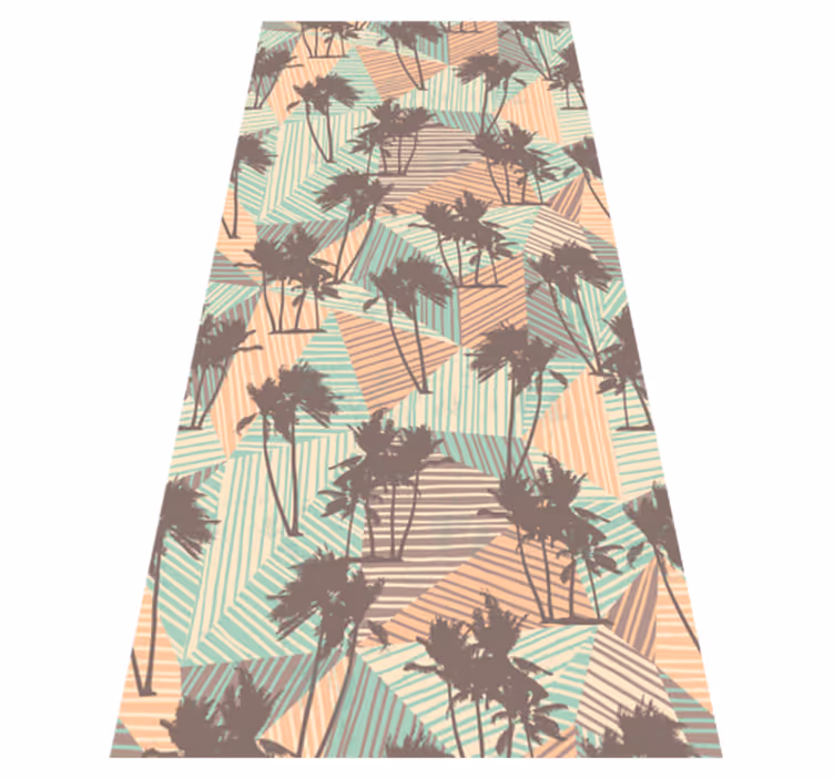 Living room vinyl rug with tropical palm triangle pattern - TenStickers