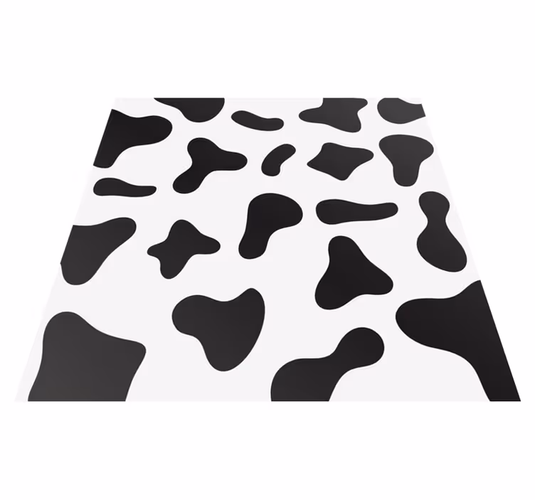 Black And White Cowhide Pattern Vinyl Rug - TenStickers