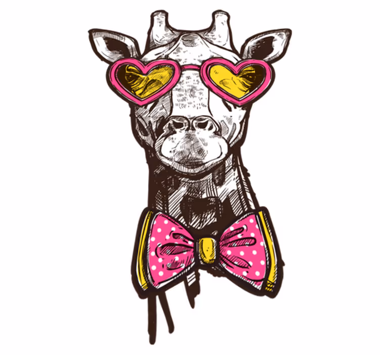 Fun Giraffe Heart Glasses Animal Floor Mat - TenStickers