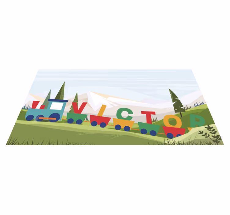 Custom Alphabet Train Theme Kids Rug - TenStickers