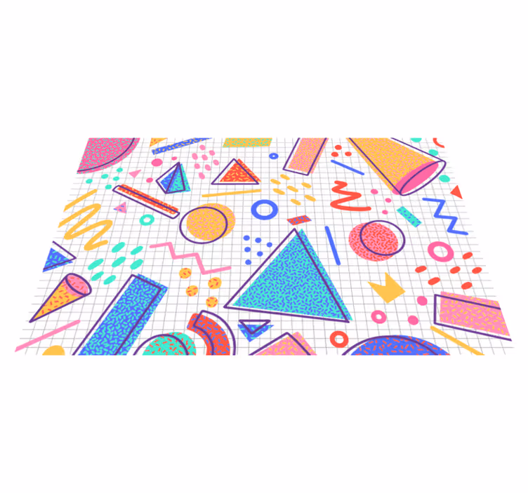Colourful Geometric Shapes Design Contemporary Rug - TenStickers