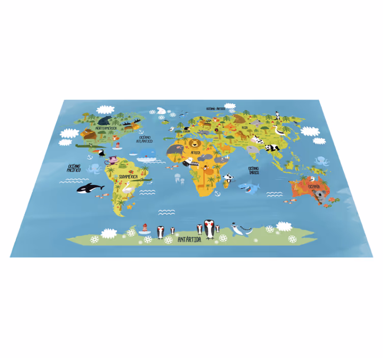 Colorful Educational Cartography map rug - TenStickers