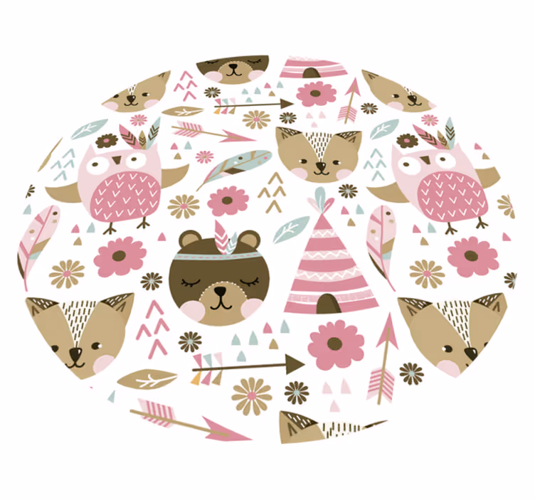 Children's Animal Patterns Round Carpet - TenStickers