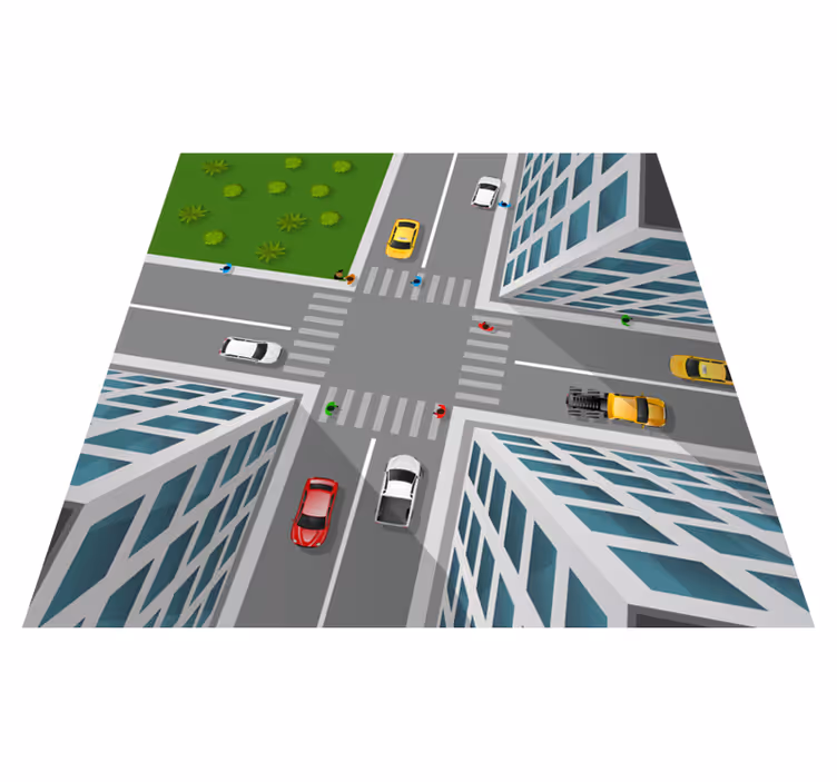 Urban Play Intersection road vinyl rug - TenStickers