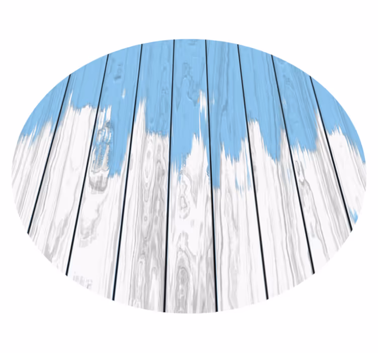Round white and blue wood effect vinyl rug - TenStickers