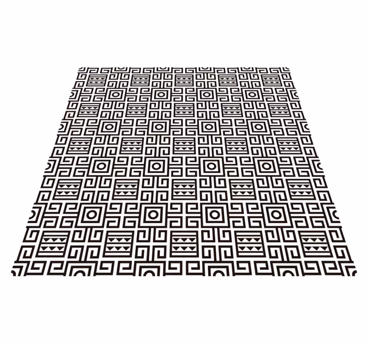 Geometric vinyl rug with pattern contrast - TenStickers