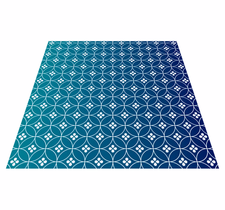 Geometric vinyl rug in blue overlay - TenStickers
