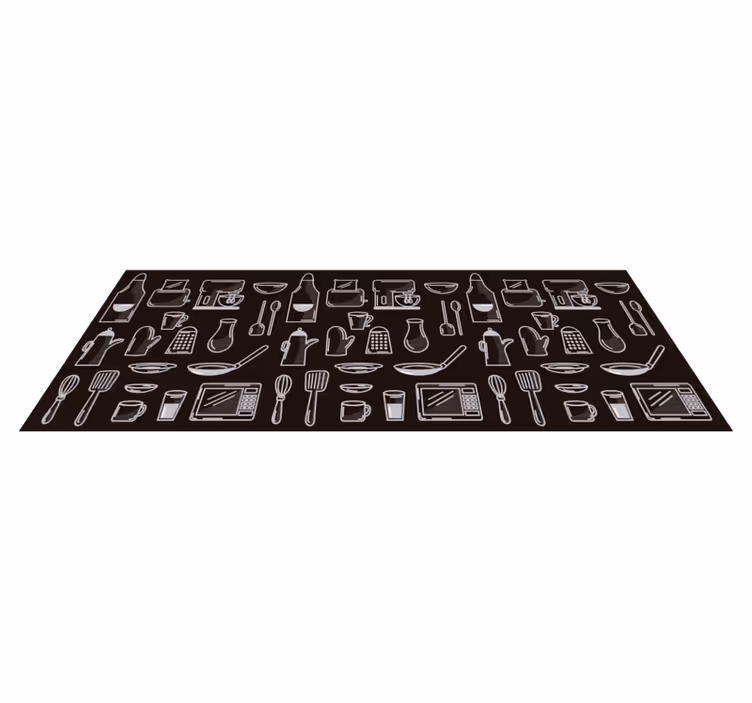 Rectangular cooking tools kitchen vinyl rug - TenStickers