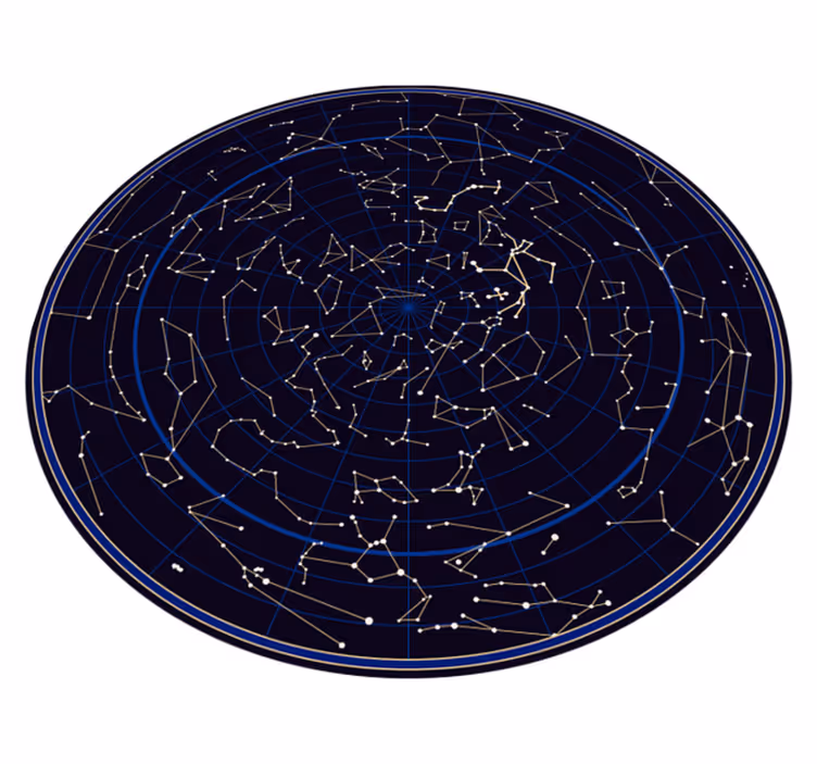 Constellation Circular world map vinyl rug - TenStickers