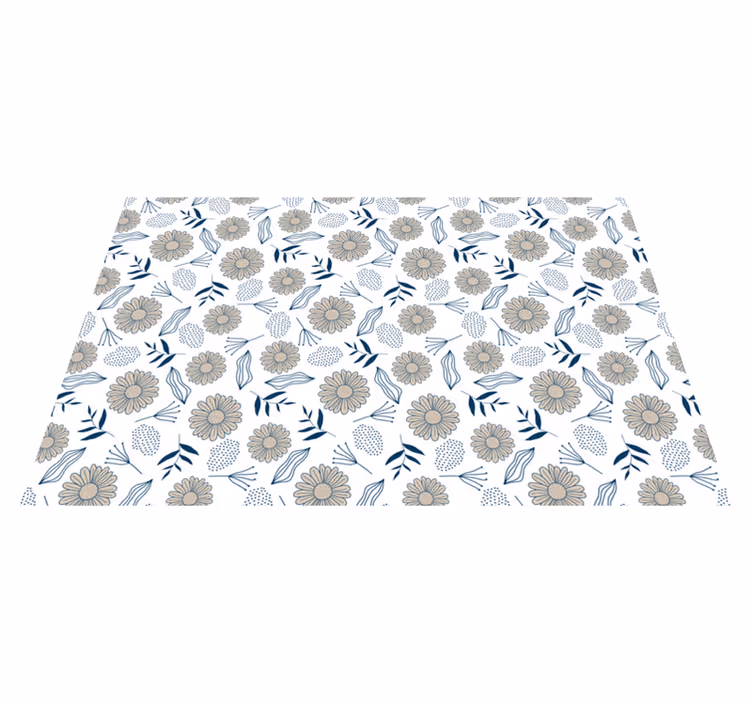Floral vinyl rug with flower pattern design - TenStickers