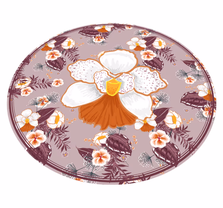 Floral vinyl rug floral patterned circle - TenStickers