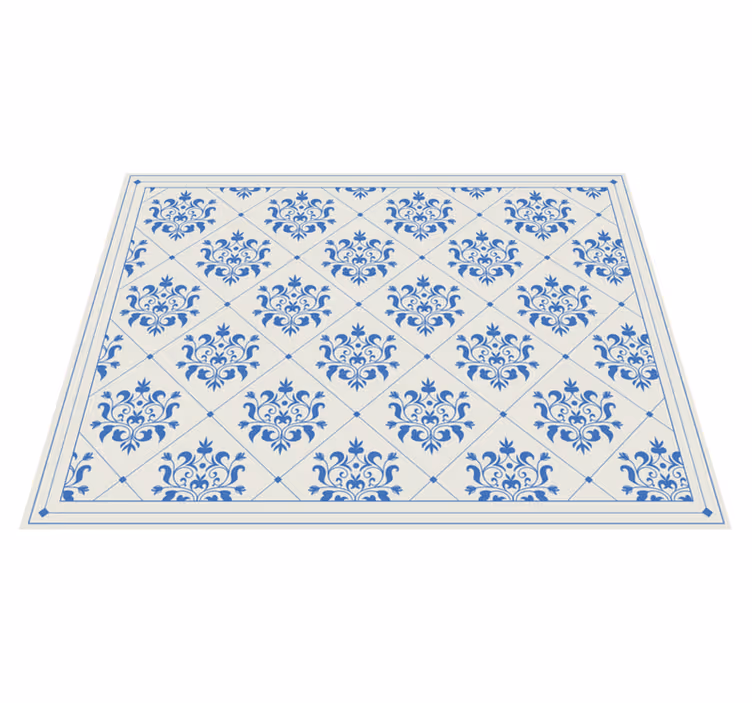 Ornamental Blue tile vinyl rug - TenStickers