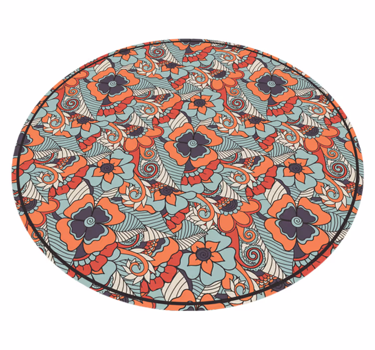 Floral vinyl rug with floral mandala design - TenStickers