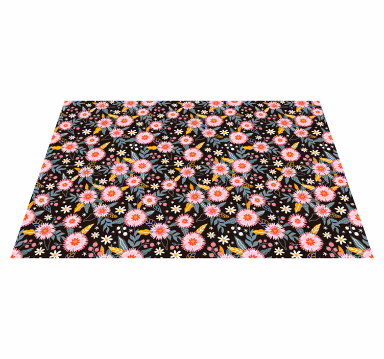 Floral Emblem Detail floral vinyl rug - TenStickers