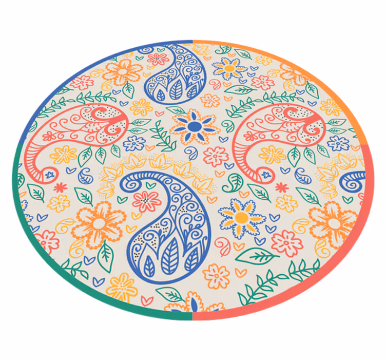 Floral Paisley Elements floral vinyl rug - TenStickers