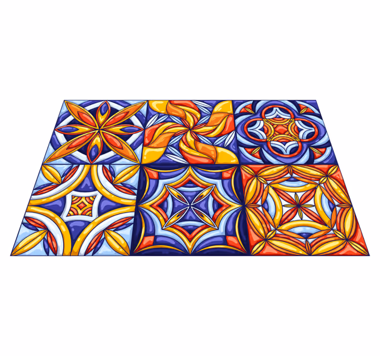 Portuguese tiles style vinyl hall rug - TenStickers