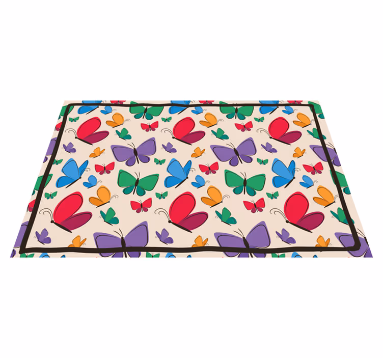 Butterfly Abundance floral vinyl rug - TenStickers