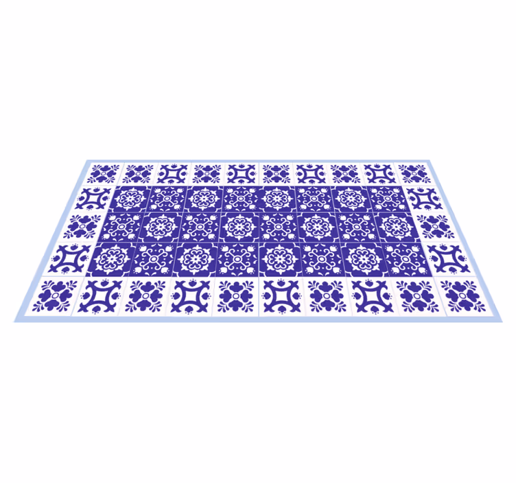 Blue Ceramic Pattern bathroom vinyl rug - TenStickers