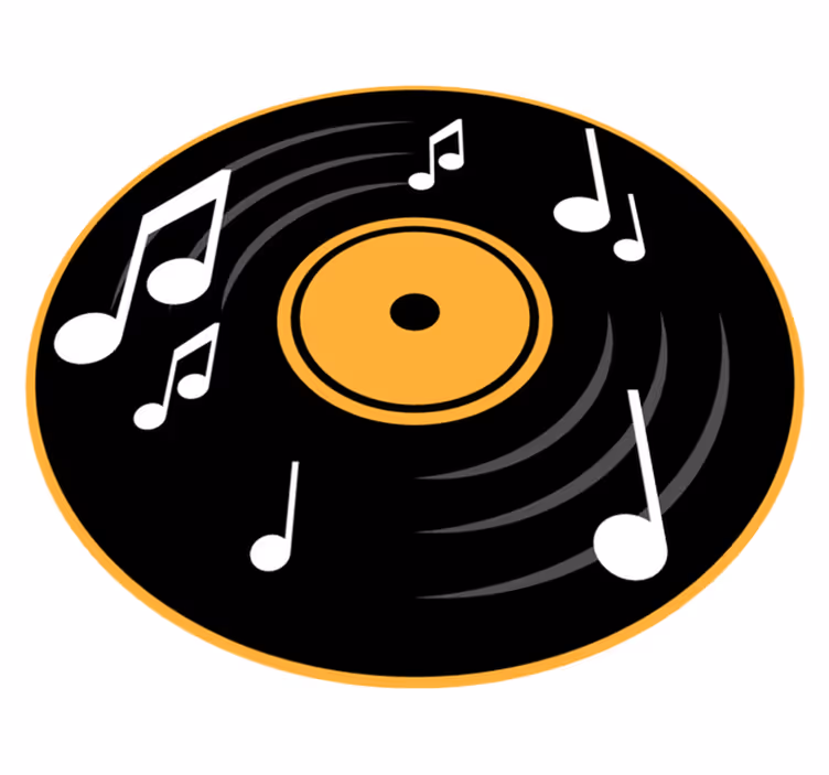 Musical Record Motif circular vinyl rug - TenStickers