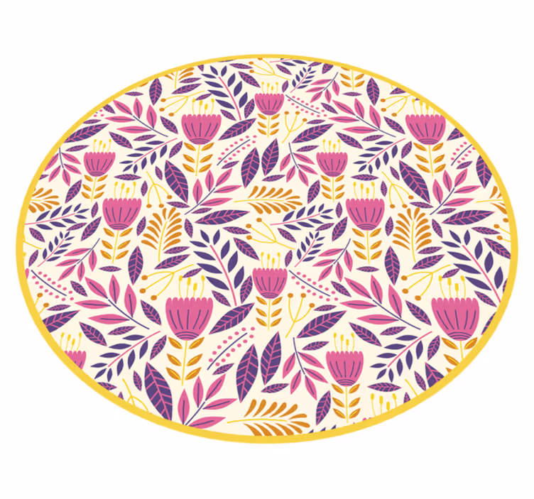 Floral symmetry design floral vinyl rug - TenStickers