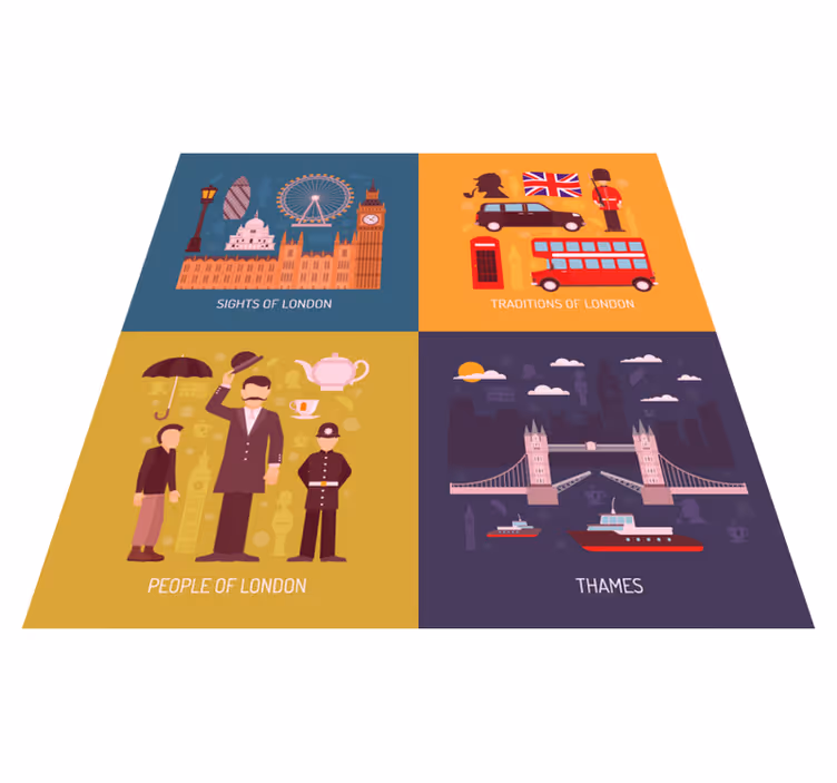 Traditions, sights and people of London rug - TenStickers