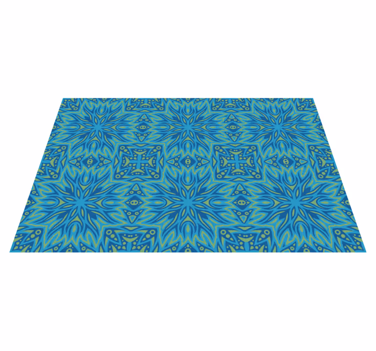 Symmetrical pattern blue vinyl rug - TenStickers
