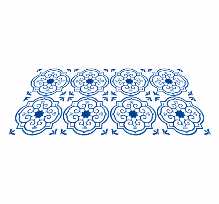 Ornate motif tile pattern vinyl rug - TenStickers