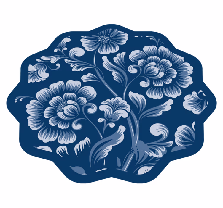 Floral vinyl rug floral design accent - TenStickers
