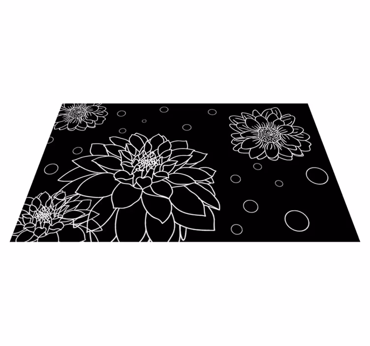 Botanical Sketch Contrast floral vinyl rug - TenStickers