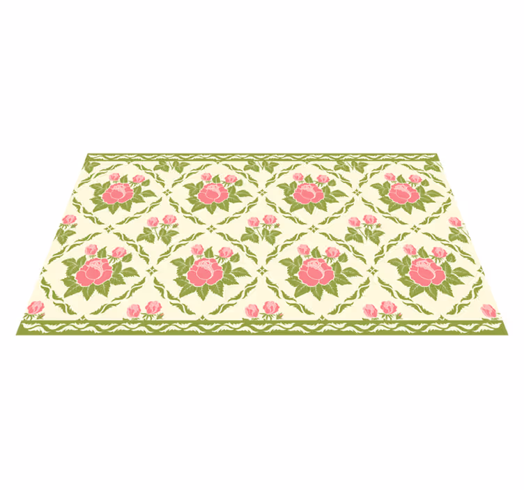 Rose Blossom Print floral vinyl rug - TenStickers