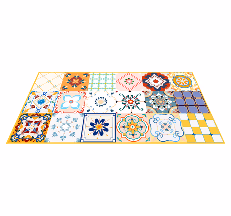 Multiple colorful hidraulic pattern vinyl rug - TenStickers