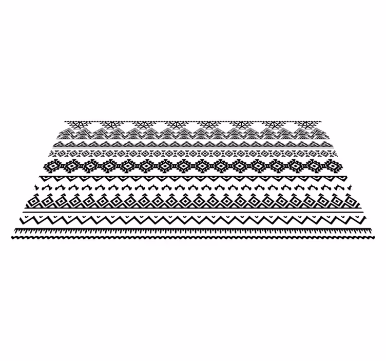 Geometric black and white ethnic print vinyl hallway runner - TenStickers