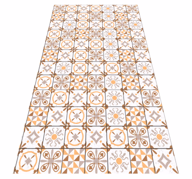 Tile vinyl rug brown square pattern - TenStickers