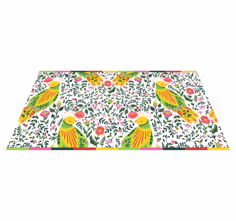 Floral Parrot Motif floral vinyl rug - TenStickers