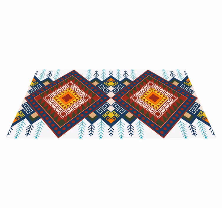 Ethnic vinyl rug with geometric design - TenStickers