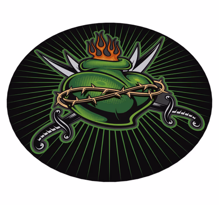 Fiery Sword Heart game vinyl rug - TenStickers
