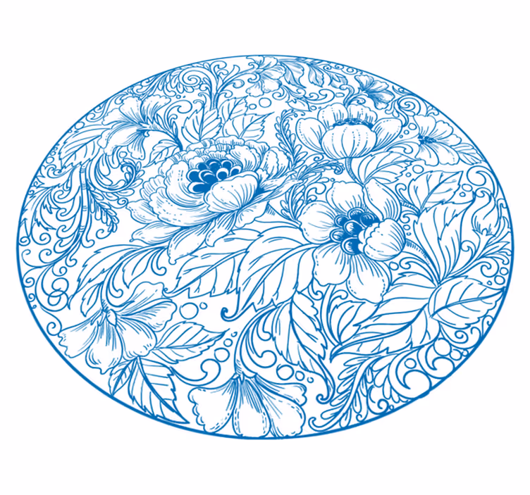 Floral vinyl rug floral pattern round - TenStickers