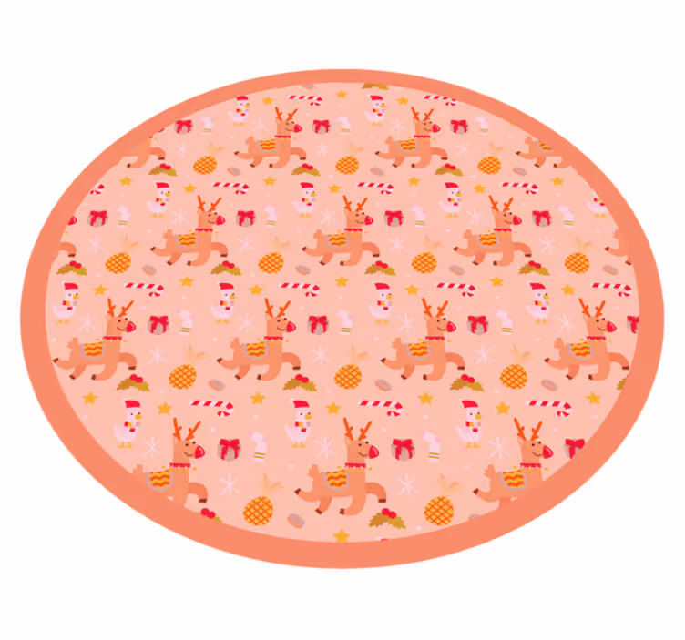 Festive Reindeer Circle Christmas vinyl rug - TenStickers