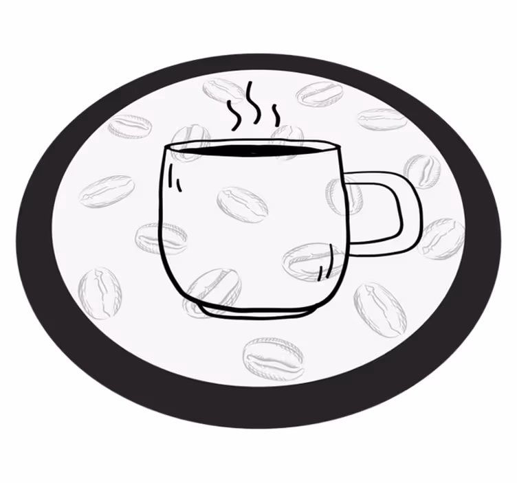 Coffee Cup Illustration kitchen vinyl rug - TenStickers