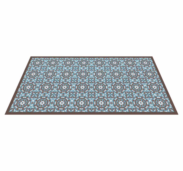 Arabian turquoise tile kitchen vinyl rug - TenStickers