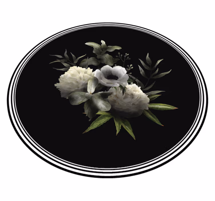 Botanical Monochrome Sophistication floral vinyl rug - TenStickers