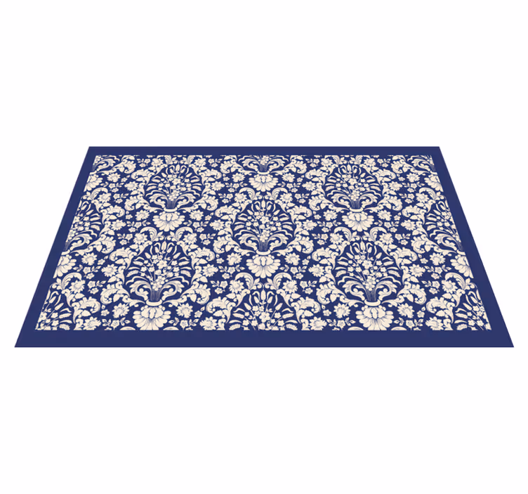 Ornate Floral Pattern minimal vinyl rug - TenStickers