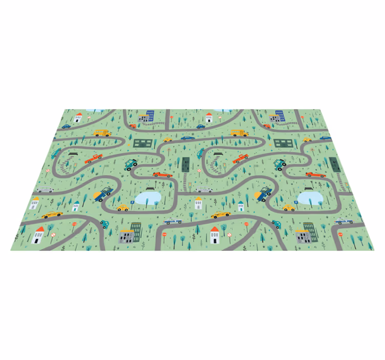 City Traffic Map road kids vinyl rug - TenStickers