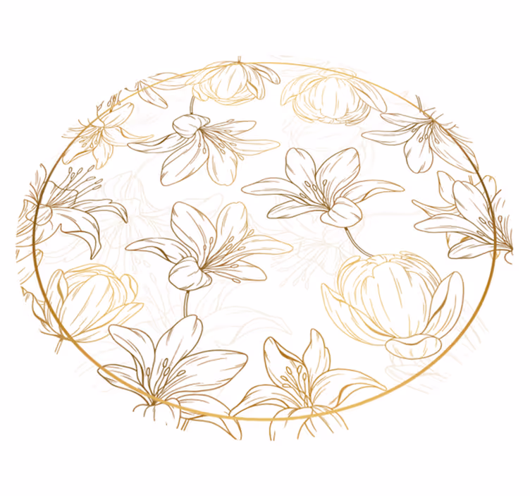 Floral circle pattern floral vinyl rug - TenStickers