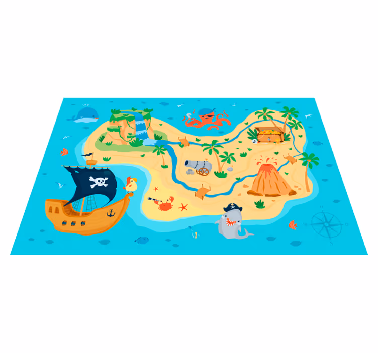 Pirate Adventure Map kids vinyl rug - TenStickers
