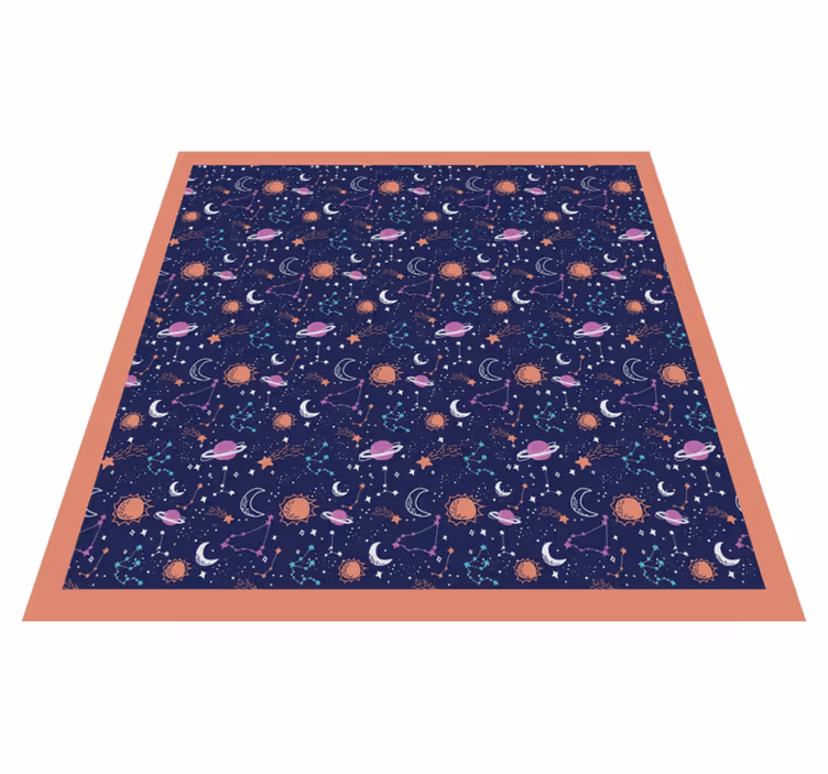 Cosmic Space Play kids vinyl rug - TenStickers